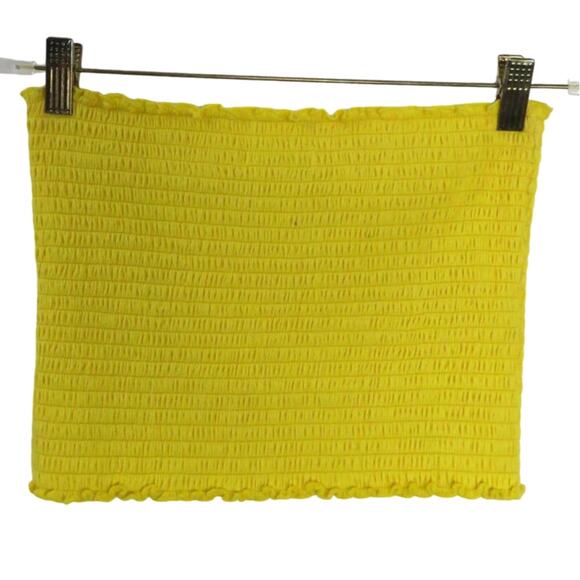 Y2k Hollister Yellow Smocked Tube Top Medium Crop Top - Picture 3 of 5